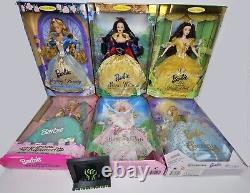 Fairy tale Barbie lot of 6 vintage in box 1990s. + 3 matching ornaments