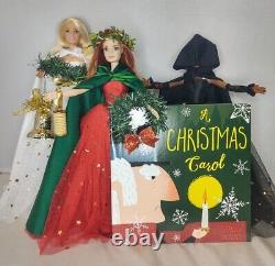 Ghost of Christmas Carol Scrooge book Barbie doll OOAK Holiday Decor Set Lot