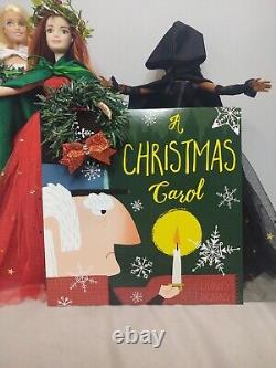 Ghost of Christmas Carol Scrooge book Barbie doll OOAK Holiday Decor Set Lot