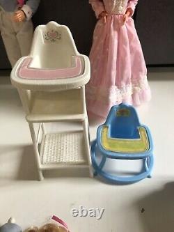 HTF RARE Vintage Barbie The Happy Hearts Family Lot with nursery furniture baby