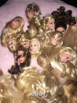 HUGE BARBIE DOLL HEAD LOT of 50 Barbie Doll Heads for OOAK CRAFTS Nice Lot G