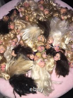 HUGE BARBIE DOLL HEAD LOT of 60 Barbie Doll Heads for OOAK CRAFTS Nice Lot H