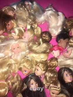 HUGE BARBIE DOLL KID HEAD LOT of 40 Barbie Doll Kid Heads for OOAK CRAFTS Lot D