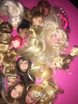 HUGE BARBIE DOLL KID HEAD LOT of 40 Barbie Doll Kid Heads for OOAK CRAFTS Lot D