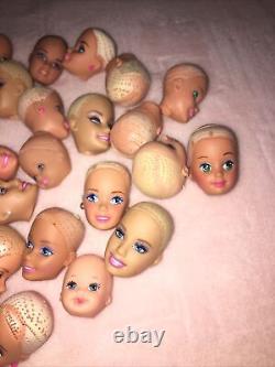 HUGE BARBIE DOLL & OTHERS HEAD LOT of 30 Barbie Doll Heads for OOAK CRAFTS Lot E