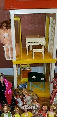 HUGE BARBIE LOT Vintage 1970s Barbie Doll A-Frame Dream House, Furniture, Pool
