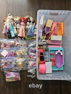 HUGE Barbie Doll & Disney Princesses Accessories Lot Rv &Airplane 500+ Pieces