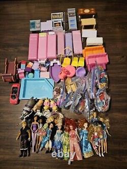 HUGE Barbie Doll & Disney Princesses Accessories Lot Rv &Airplane 500+ Pieces