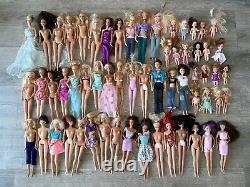 HUGE LOT OF 60 BARBIE DOLLS 90s & 2000s with MIXED CLOTHES Full Size & Kids/Teen