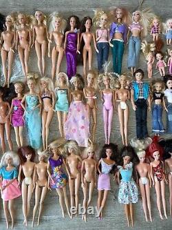 HUGE LOT OF 60 BARBIE DOLLS 90s & 2000s with MIXED CLOTHES Full Size & Kids/Teen