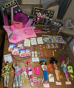 HUGE Lot 80s Barbie And the Rockers 6 Original Dolls Stage/Cafe Dress Up Clothes