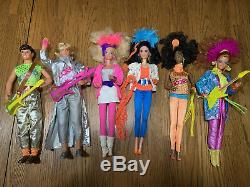 HUGE Lot 80s Barbie And the Rockers 6 Original Dolls Stage/Cafe Dress Up Clothes