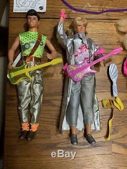 HUGE Lot 80s Barbie And the Rockers 6 Original Dolls Stage/Cafe Dress Up Clothes