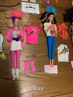 HUGE Lot 80s Barbie And the Rockers 6 Original Dolls Stage/Cafe Dress Up Clothes