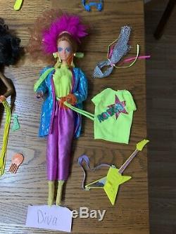 HUGE Lot 80s Barbie And the Rockers 6 Original Dolls Stage/Cafe Dress Up Clothes