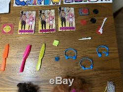 HUGE Lot 80s Barbie And the Rockers 6 Original Dolls Stage/Cafe Dress Up Clothes