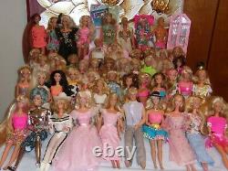 HUGE VTG 70s 80s & 90s DRESSED BARBIE KEN DOLL LOT OF 50 With DOLL HOUSE FURNITURE