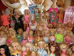 HUGE VTG 70s 80s & 90s DRESSED BARBIE KEN DOLL LOT OF 50 With DOLL HOUSE FURNITURE