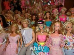 HUGE VTG 70s 80s & 90s DRESSED BARBIE KEN DOLL LOT OF 50 With DOLL HOUSE FURNITURE