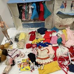 HUGE Vintage 1958 BARBIE and 1962 MIDGE Lot Case Clothes Wigs Accessories