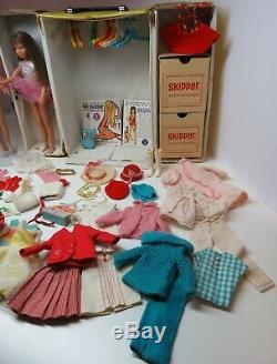 HUGE Vintage Barbie lot SKIPPER SCOOTER RICKY with case, MANY clothes