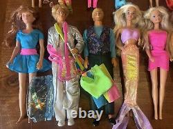 HUGE Vtg 80's/90's Mattel Barbie Ken Lot Baywatch Kira Rollerblade Clothes House