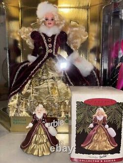 Happy Holidays Barbie Doll Collector 1988-2000 & 6 Matching &ornaments