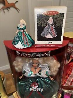 Happy Holidays Barbie Doll Collector 1988-2000 & 6 Matching &ornaments