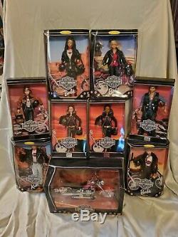 Harley Davidson Barbie Collection Lot Of 8 dolls/1 Motorcycles/ NIB