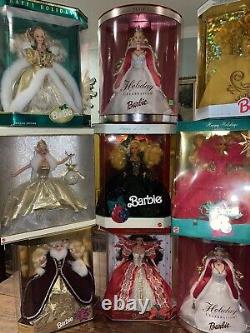 Holiday Barbie 1989-2002 Lot Of 14 NRFB! Includes RARE MISPRINTS ('94 &'97!)