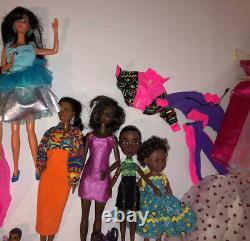 Huge AA Black Brown Hispanic African American Barbie dolls Car Accessories lot