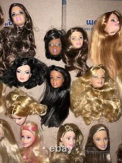 Huge Barbie Head Lot, OOAK custom Barbie doll head, reroot Hair head only lot