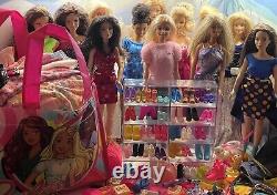 Huge Barbie Lot 12 Dolls, 150 Clothes 35 Pairs Of Shoes + Accessories FREE SHIP