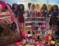 Huge Barbie Lot 12 Dolls, 150 Clothes 35 Pairs Of Shoes + Accessories FREE SHIP