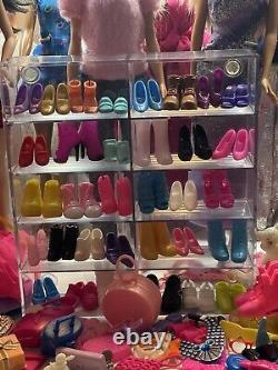 Huge Barbie Lot 12 Dolls, 150 Clothes 35 Pairs Of Shoes + Accessories FREE SHIP