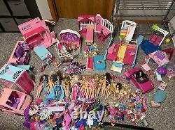 Huge Barbie Lot Car, Camper, Travel House, Pool, Dolls, Clothes, Accessories