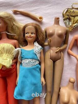 Huge LOT Vintage 1960s 70s 80s Mattel Barbie Doll Lot Of 6 RARE With Clothes Parts