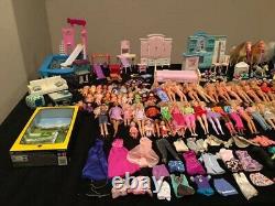 Huge Lot Of Barbie Doll Item Cars Pool Furniture Clothes Horses Babies Kelly Ken