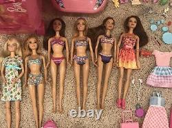 Huge Lot Of Mattel Barbie Dolls Furniture Shoes Accessories Clothes & Tote Case