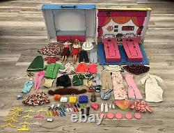 Huge Lot Vintage Barbie Dolls Case Clothes Accessories 1960's