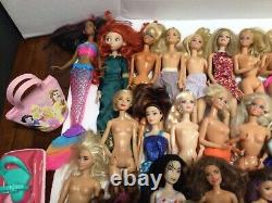 Huge Lot of 64 Vintage to Modern Barbie Disney & Other Dolls