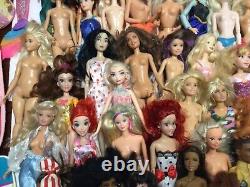 Huge Lot of 64 Vintage to Modern Barbie Disney & Other Dolls