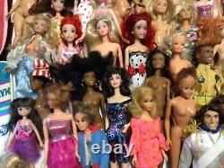 Huge Lot of 64 Vintage to Modern Barbie Disney & Other Dolls