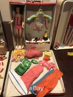 Huge Lot of Vintage 1960's BARBIE Dolls Clothing Shoes Accessories In Cases