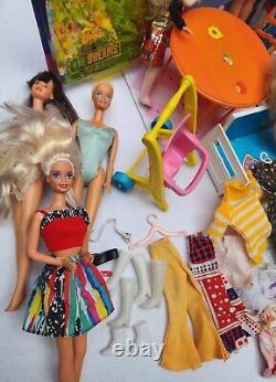 Huge Vintage Lot of Barbies & Barbie Doll Accessories 1960's & Up Clothes Cases+