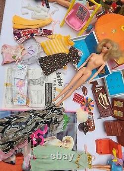 Huge Vintage Lot of Barbies & Barbie Doll Accessories 1960's & Up Clothes Cases+