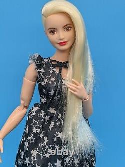 LA Girl Barbie Curvy Made to Move Doll Hybrid Blonde & Blue Hair Reroot ooak