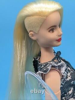 LA Girl Barbie Curvy Made to Move Doll Hybrid Blonde & Blue Hair Reroot ooak