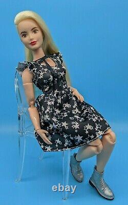 LA Girl Barbie Curvy Made to Move Doll Hybrid Blonde & Blue Hair Reroot ooak