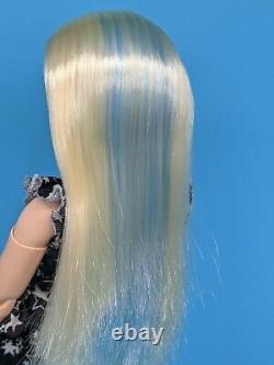 LA Girl Barbie Curvy Made to Move Doll Hybrid Blonde & Blue Hair Reroot ooak